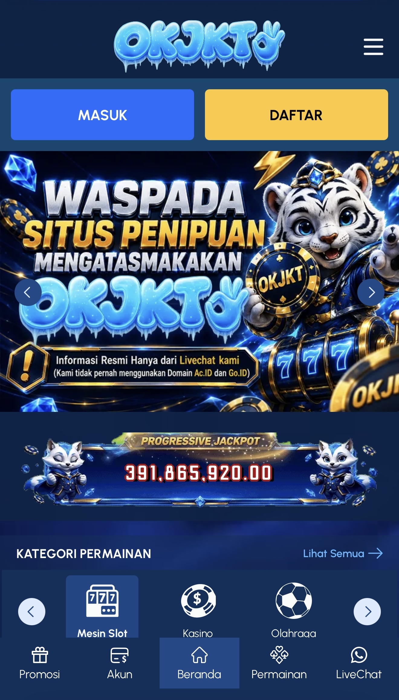 banner waspada situs penipuan